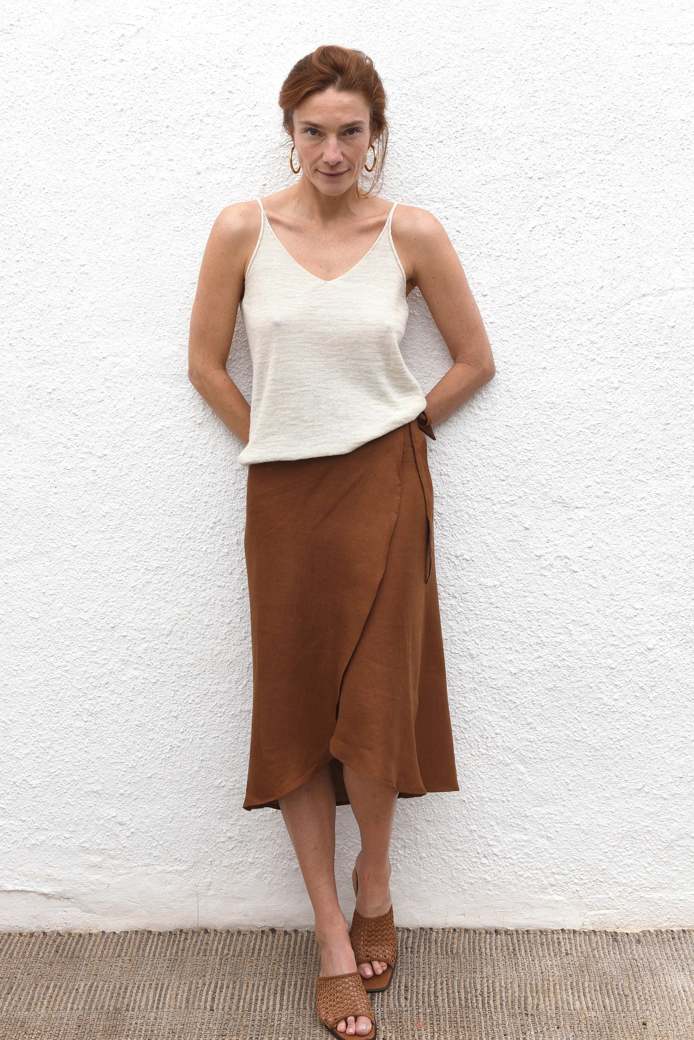 Linen Wrap Skirt Rio - Wood