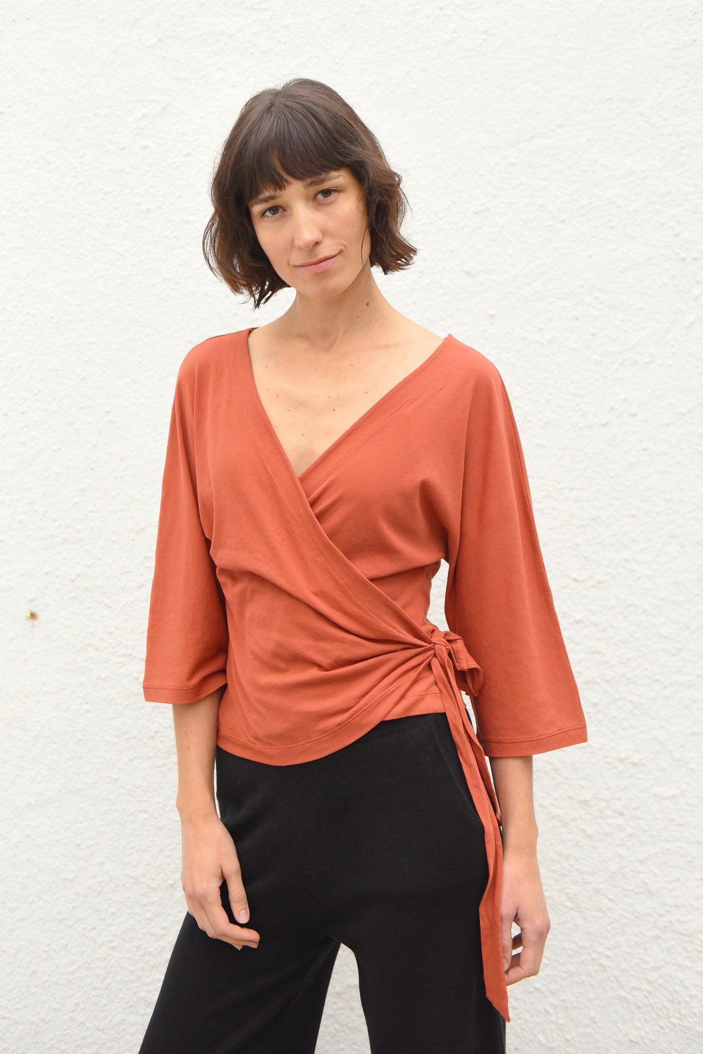 Mia Jersey Wraptop - Brick