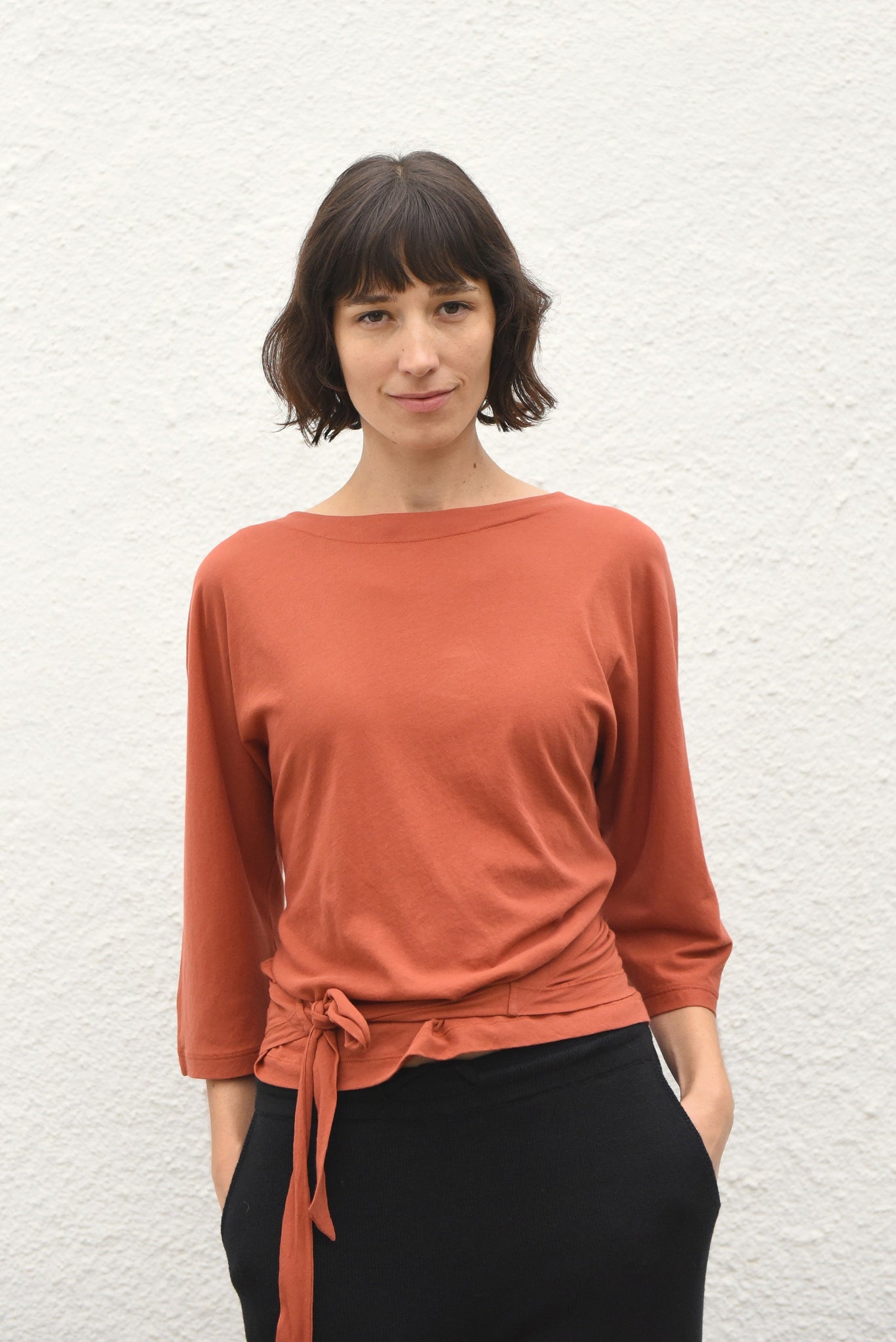 Mia Jersey Wraptop - Brick