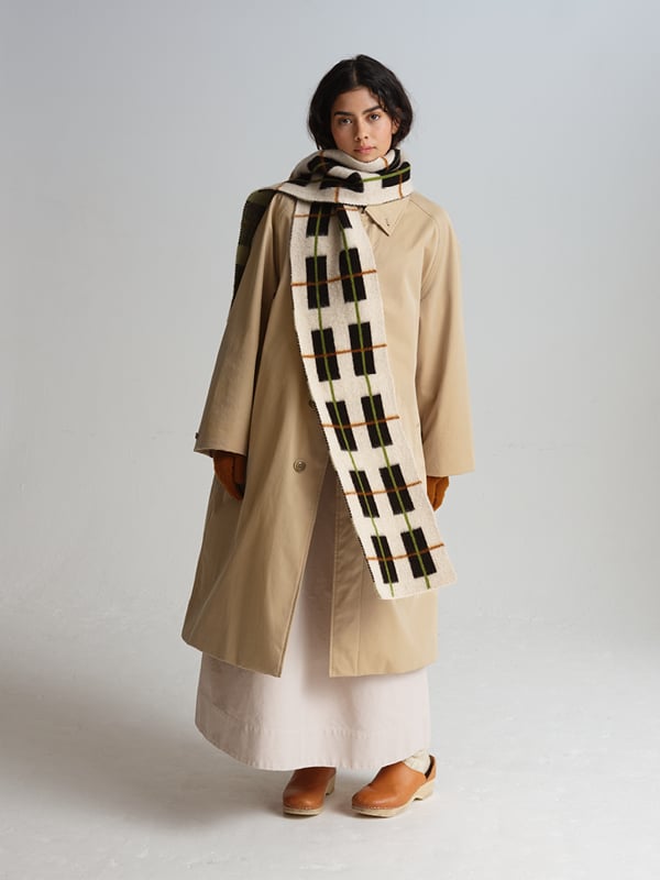 Brushed Tartan Scarf - Oatmeal
