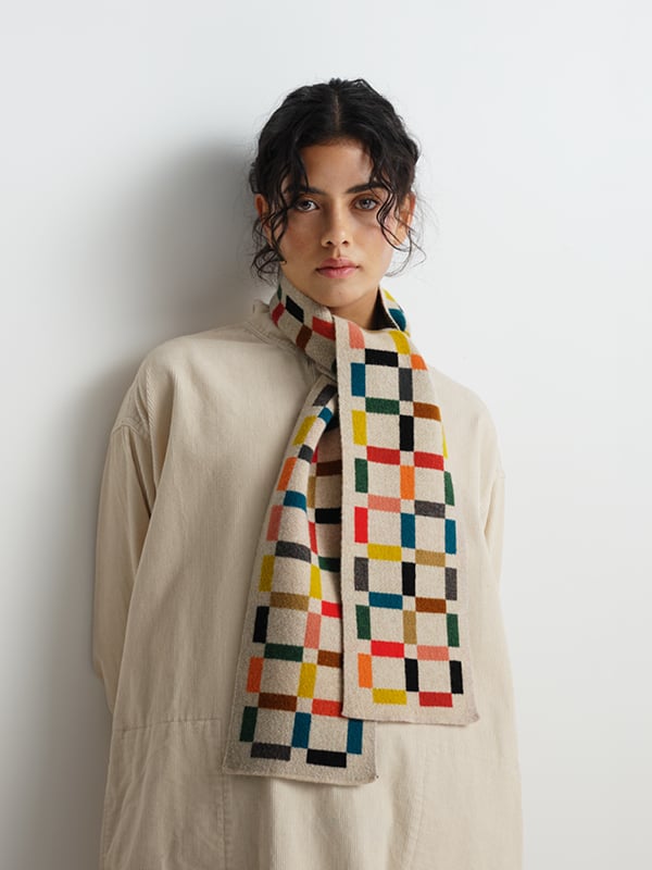 SMALL MULTICOLOUR GRID SCARF - Multicolour
