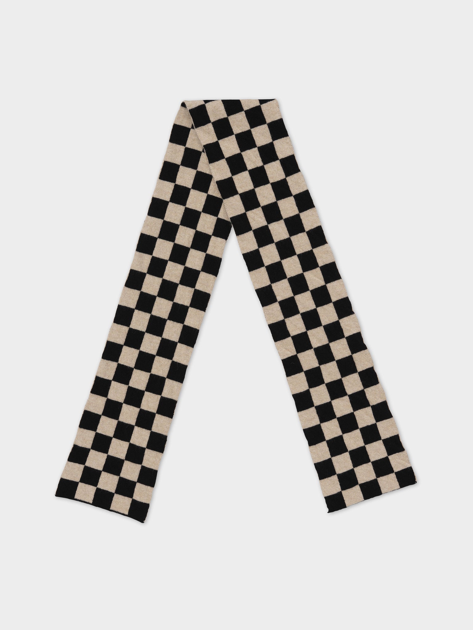 SMALL CHECK SCARF - Black & Oatmeal
