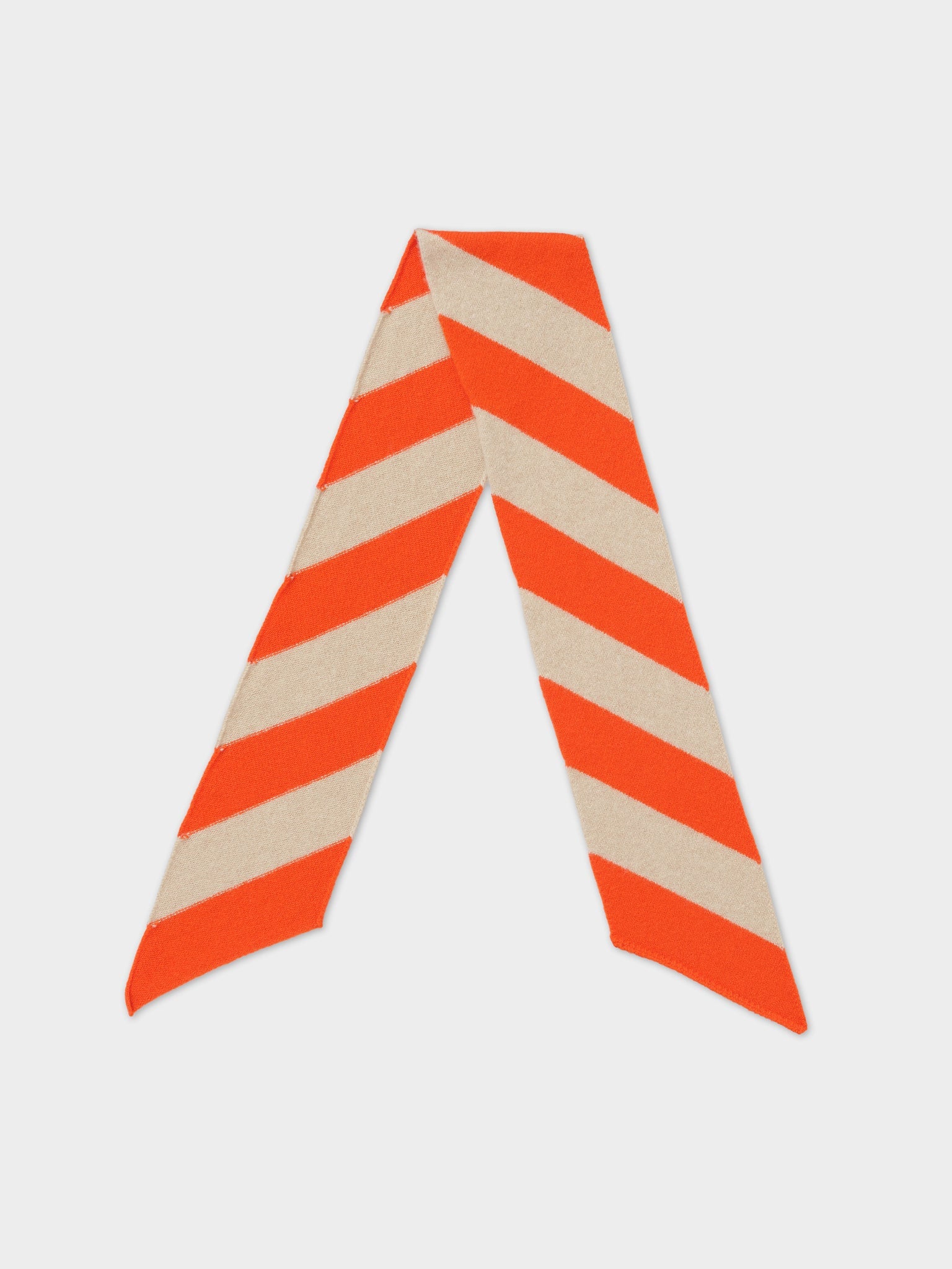 SMALL DIAGONAL STRIPE SCARF - Orange Gloss & Oatmeal