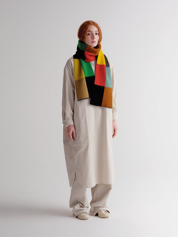 BRUSHED MULTICOLOUR BIG RECTANGLES SCARF - MULTICOLOUR