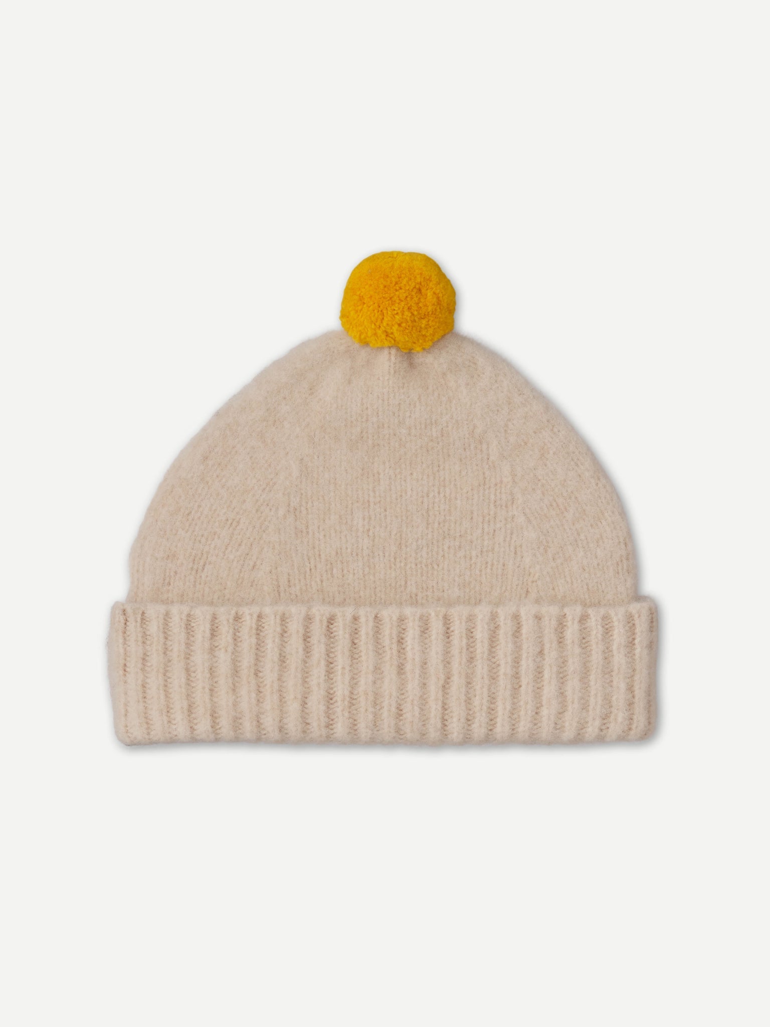 BRUSHED PLAIN HAT CONTRAST POMPOM - OATMEAL & GOLDEN EYE