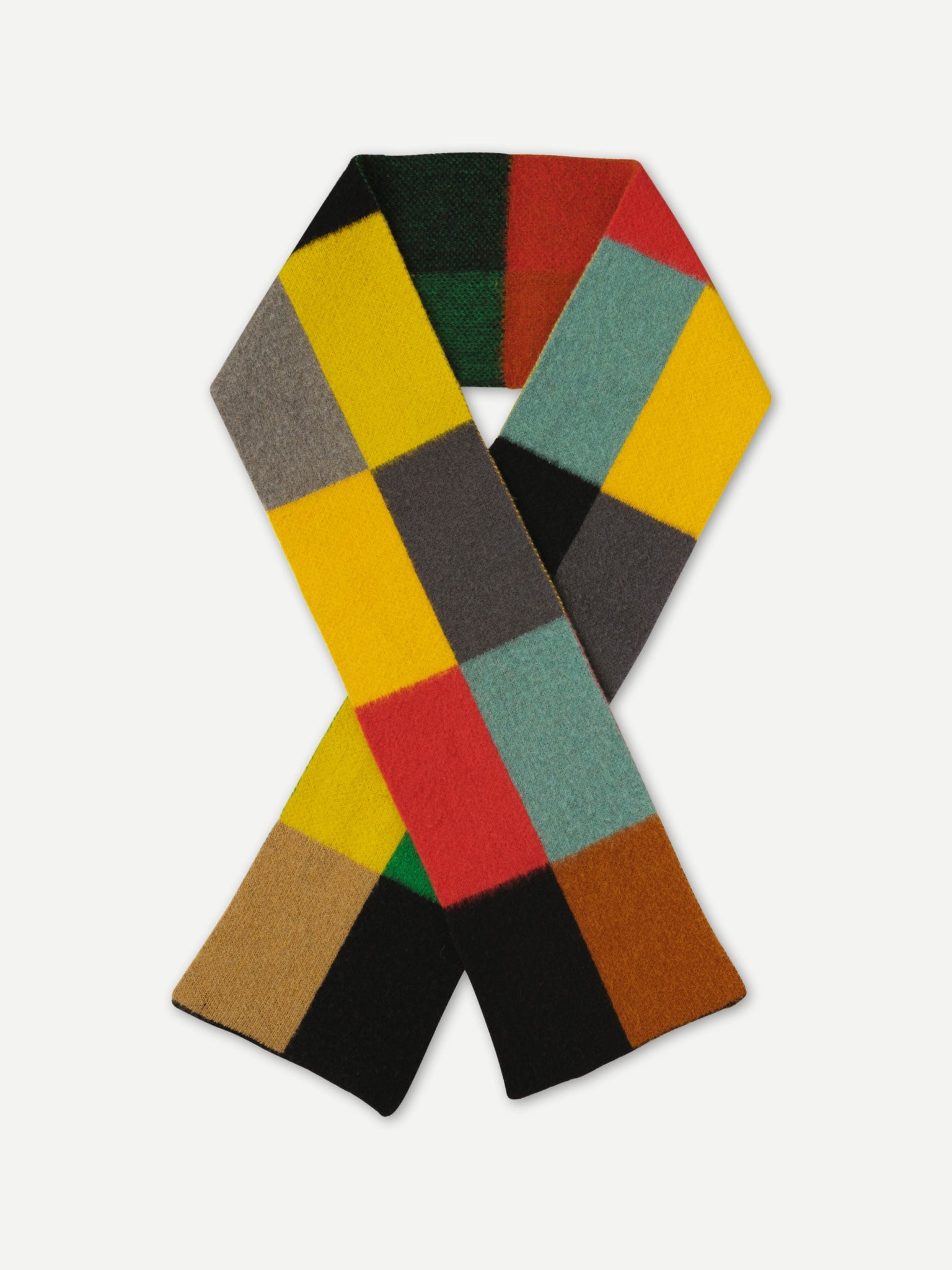 BRUSHED MULTICOLOUR BIG RECTANGLES SCARF- Multicolour