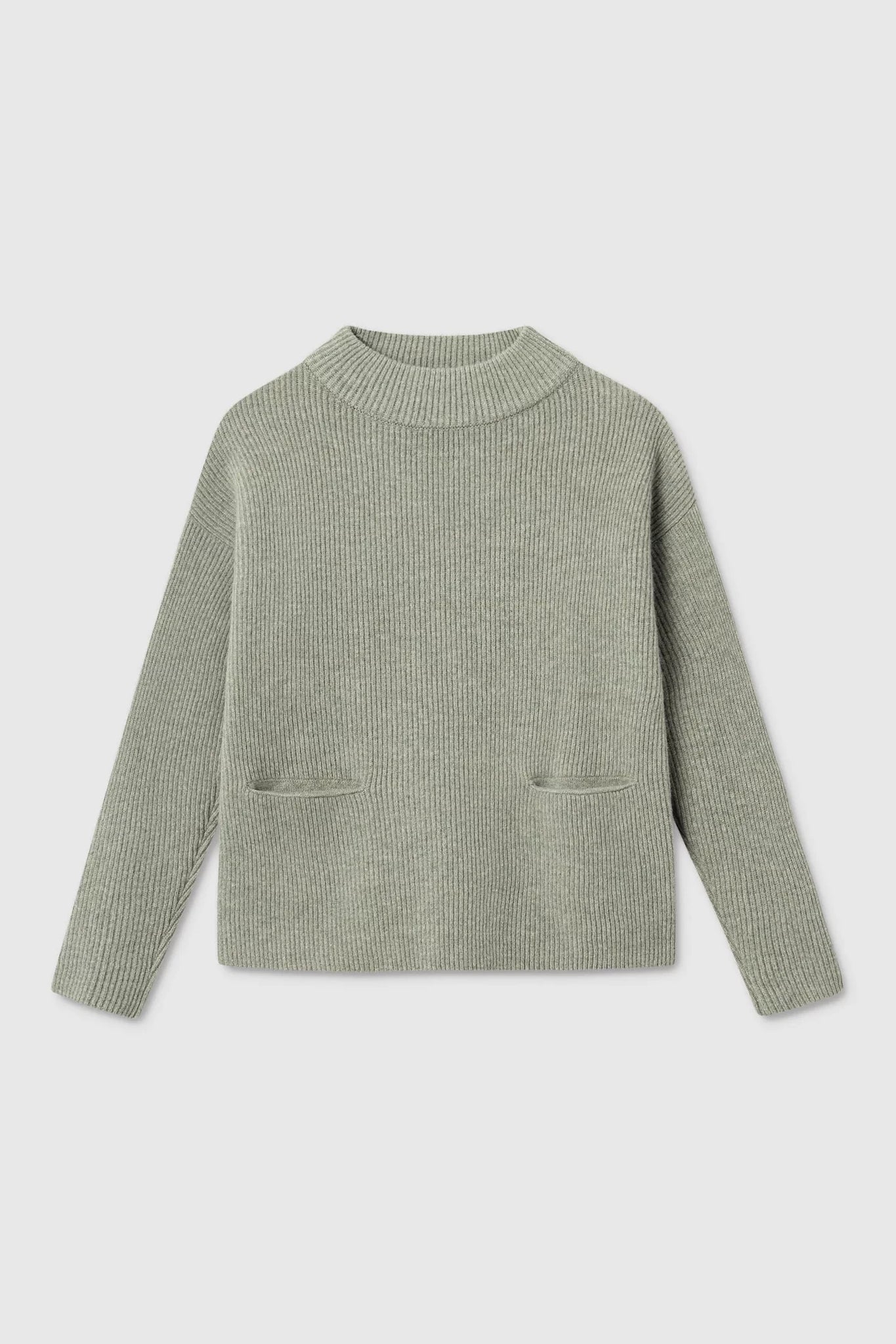 Helga lambswool pocket sweater – Laurel green