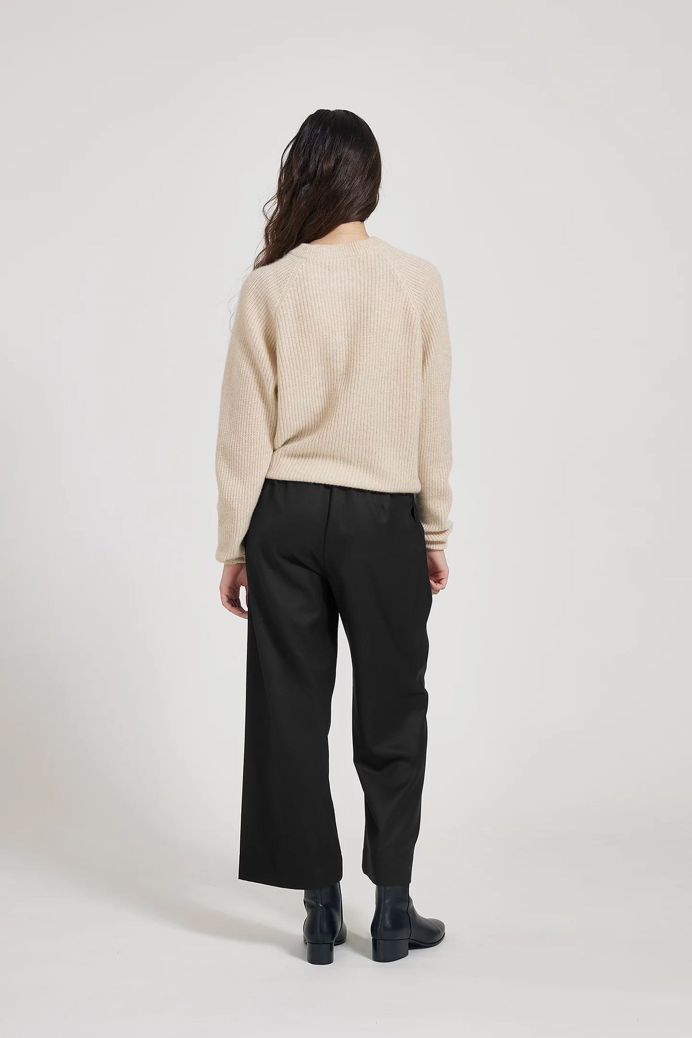 Gala elastic waist wool trousers – Black