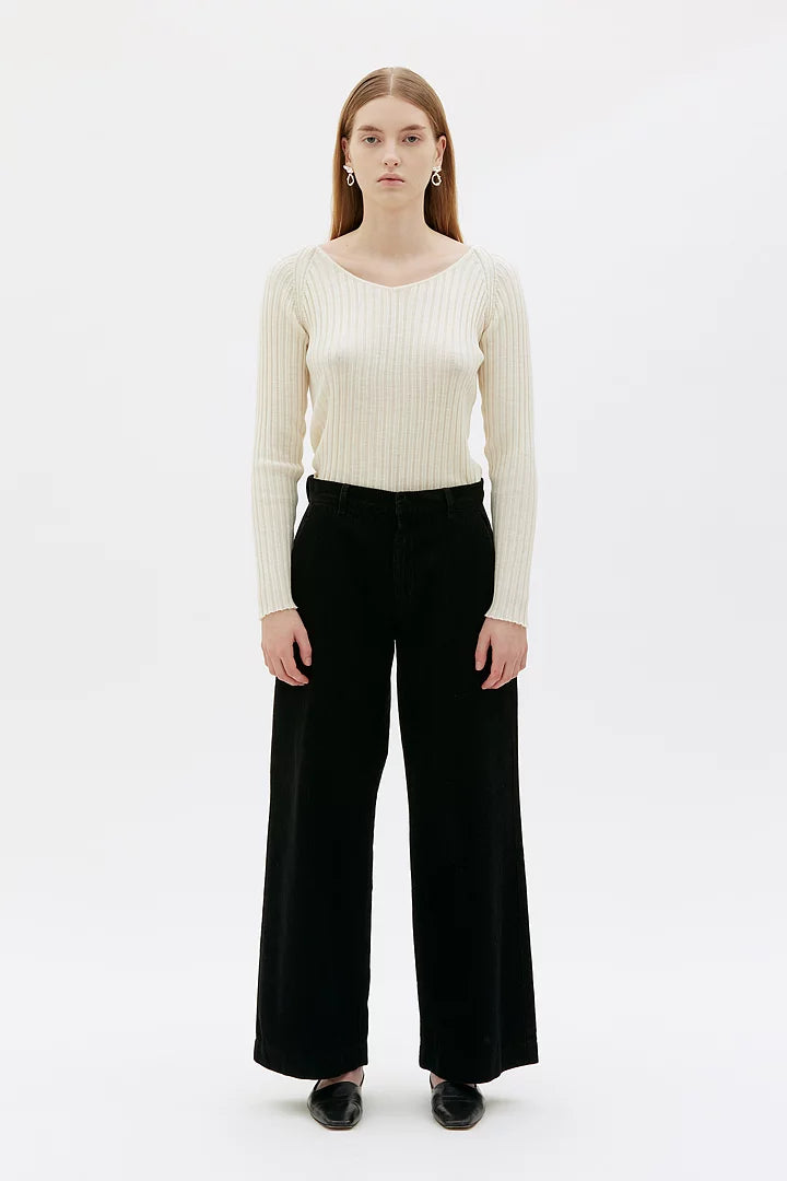 Aya wide leg corduroy trousers - Black