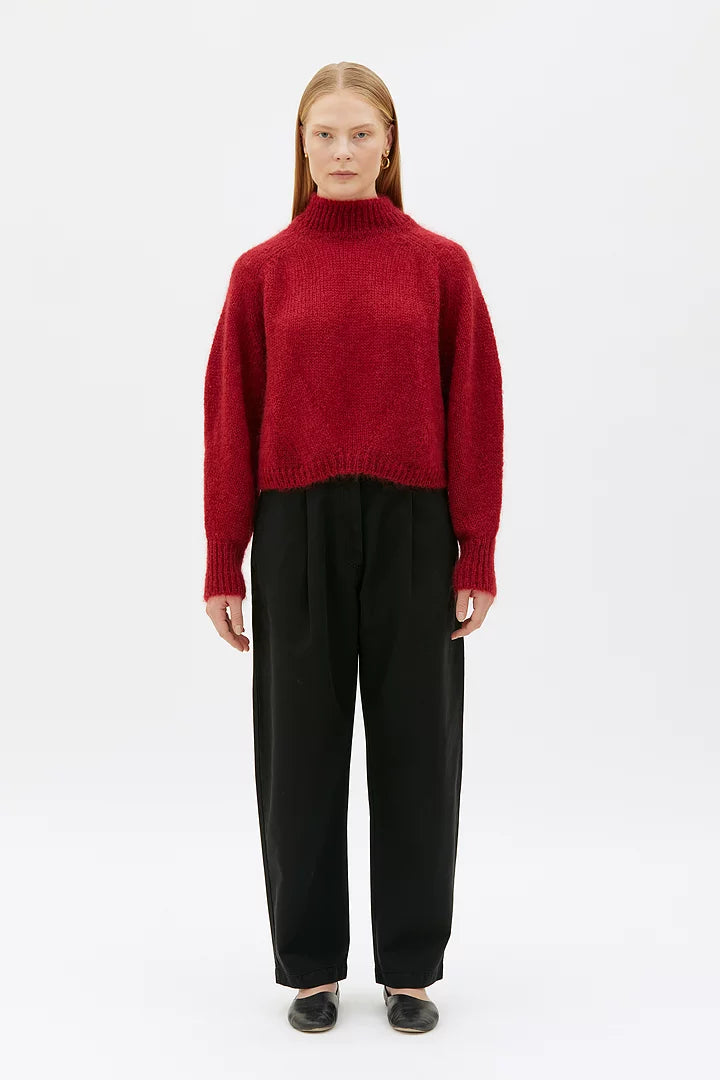 Faye chunky mohair silk sweater - Berry red