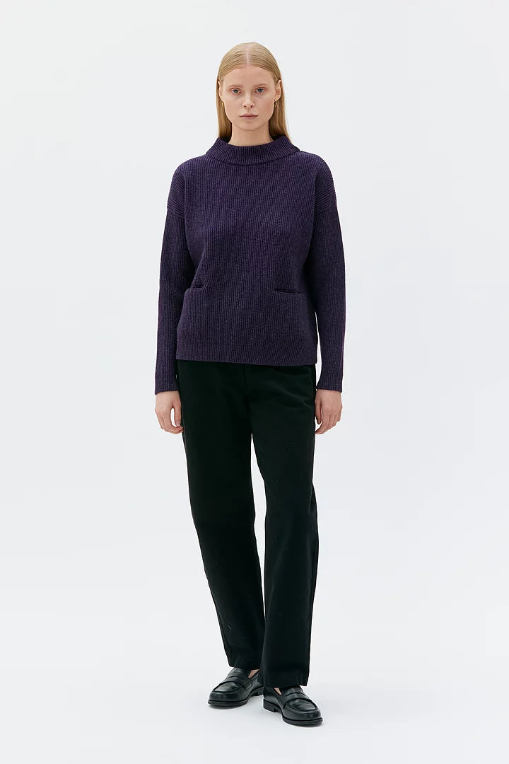 Helga lambswool sweater with pockets - Elderberry