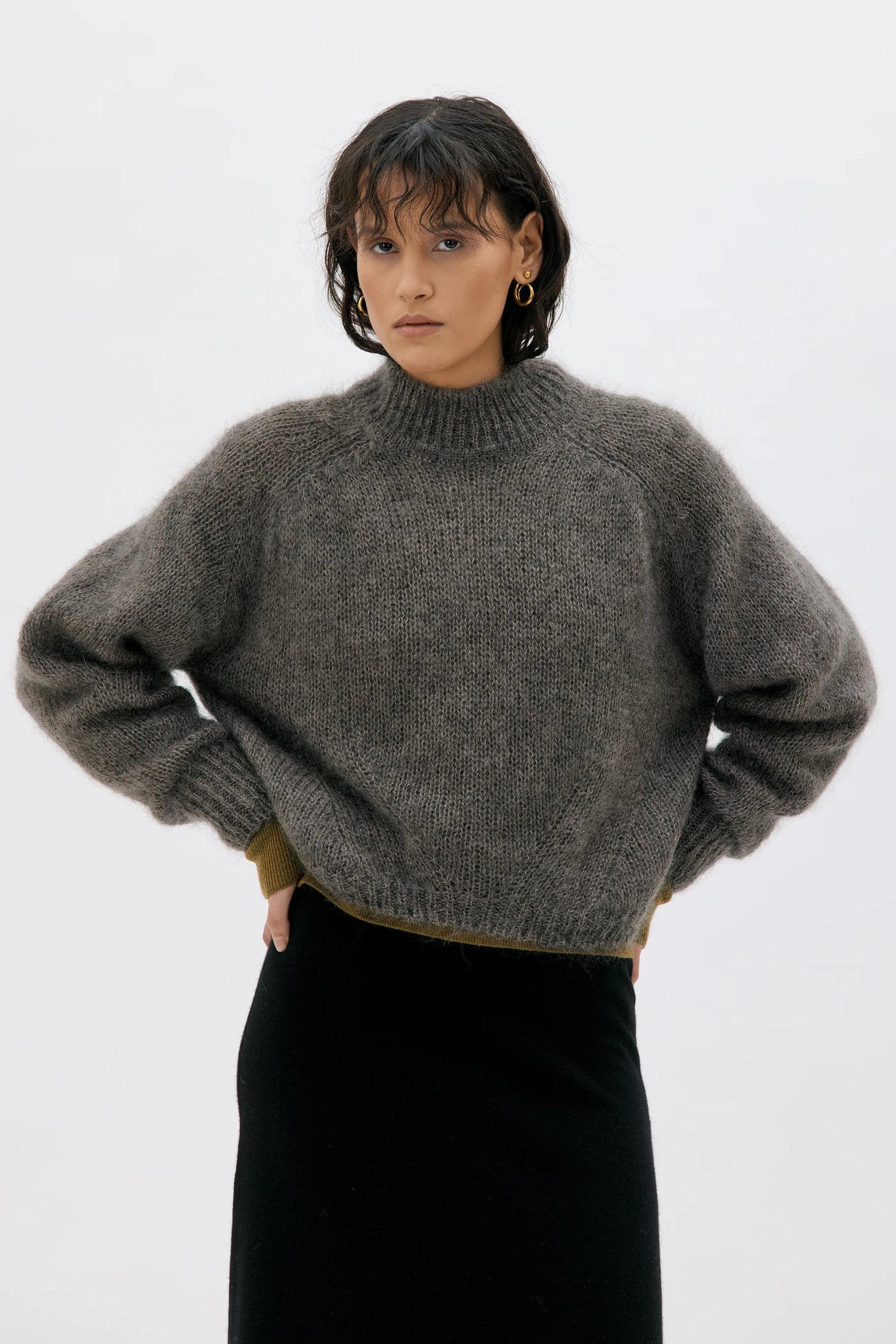 Faye Chunky Mohair Silk Sweater - Moleskin