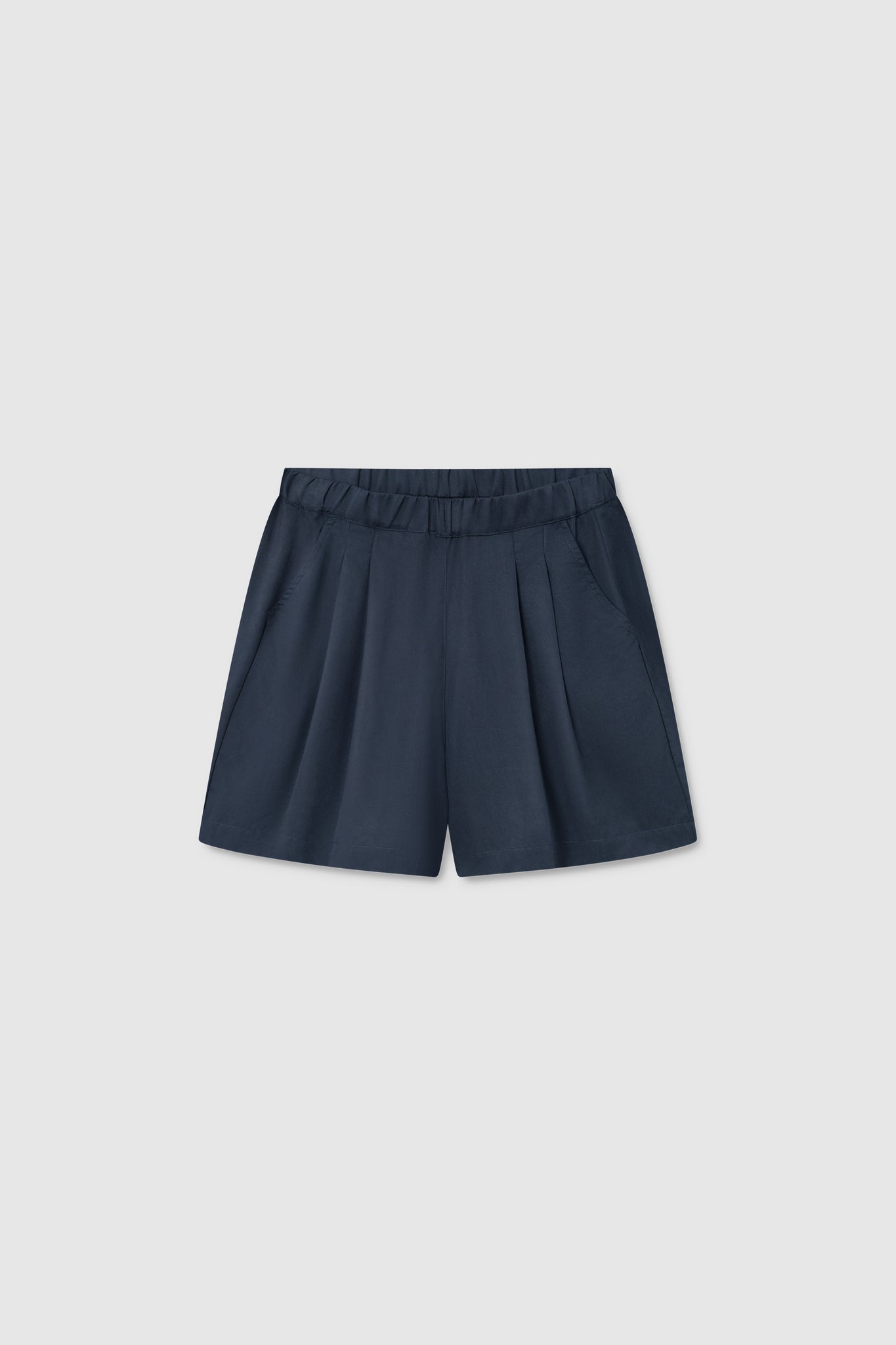 Sira Pleated Tencel Shorts - navy