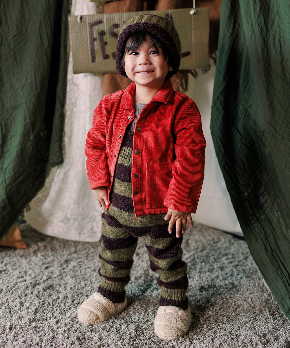 Moya Dungarees - Nettle | Fig Stripe