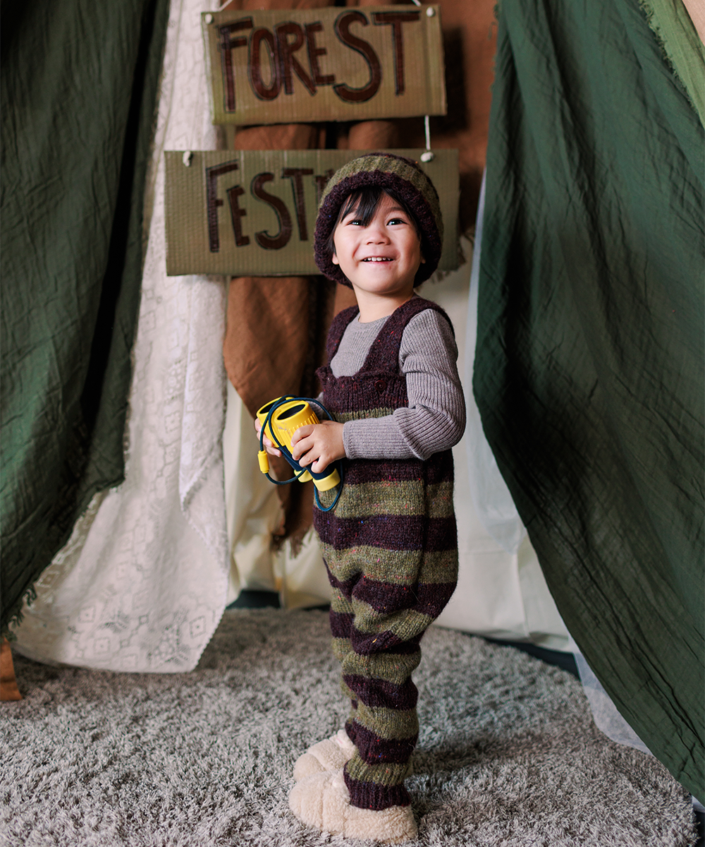 Moya Dungarees - Nettle | Fig Stripe