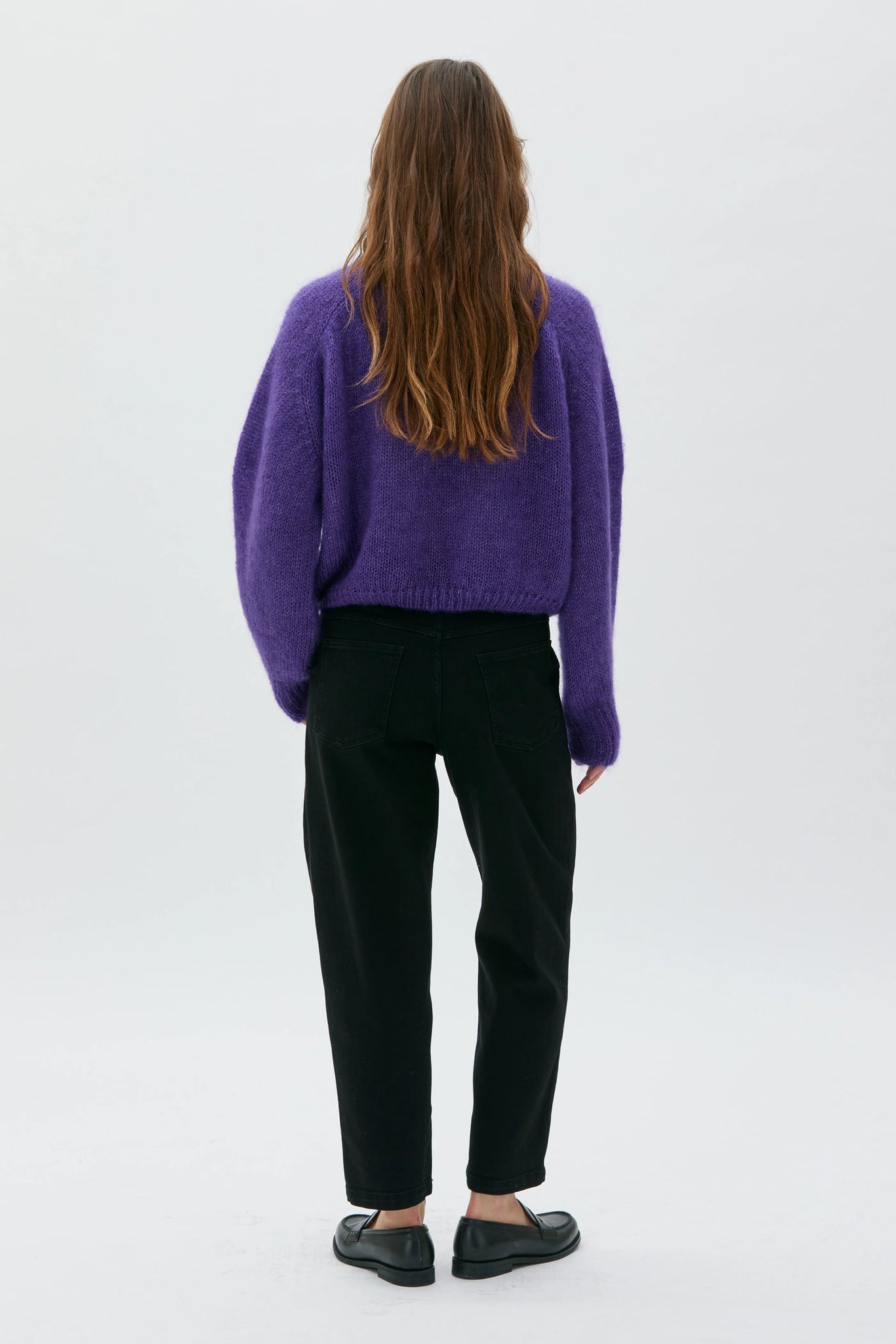 Faye Chunky Mohair Silk Sweater - Violet Magenta