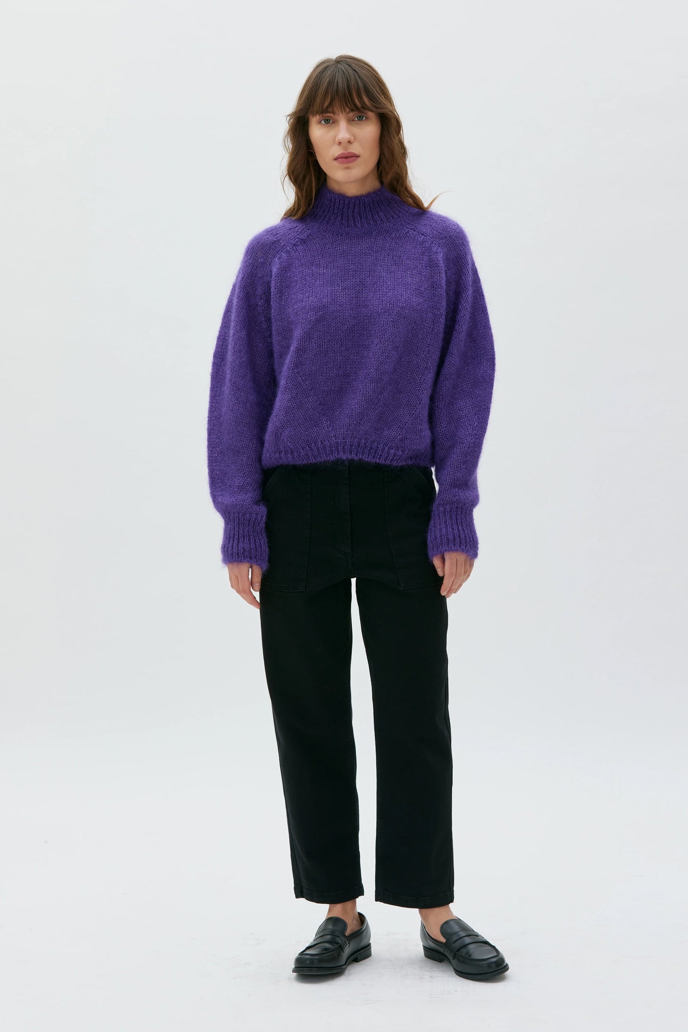 Faye Chunky Mohair Silk Sweater - Violet Magenta