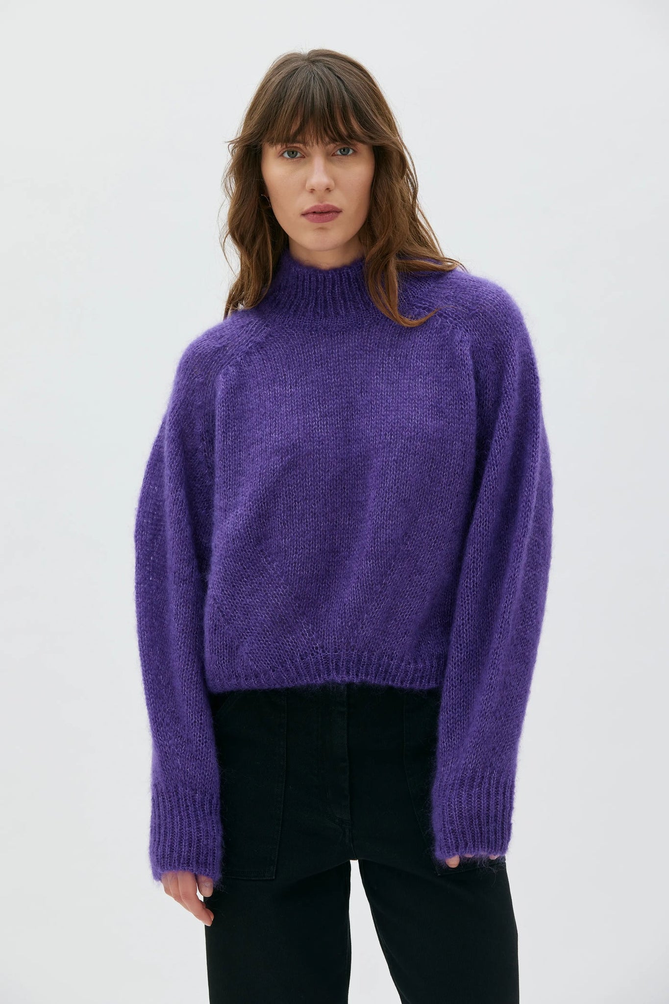 Faye Chunky Mohair Silk Sweater - Violet Magenta