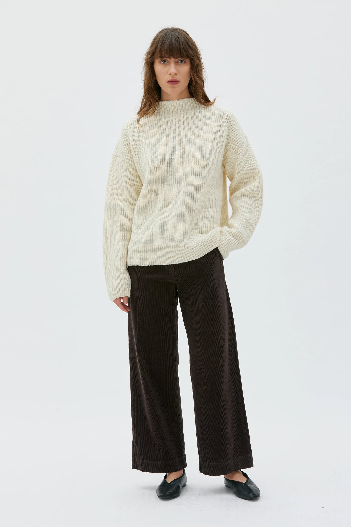 Lail Cropped Corduroy Trousers - Brown Melange