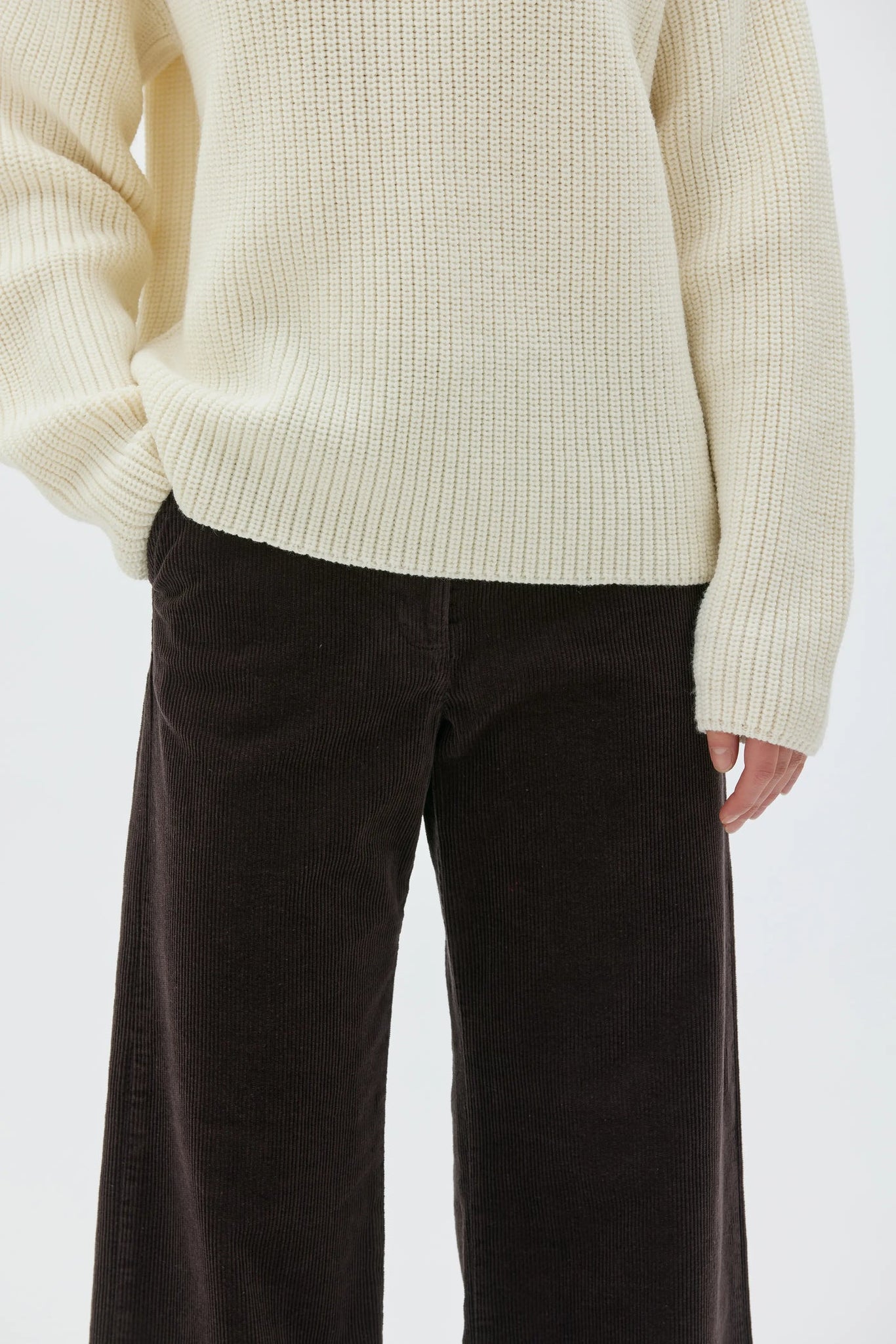 Lail Cropped Corduroy Trousers - Brown Melange