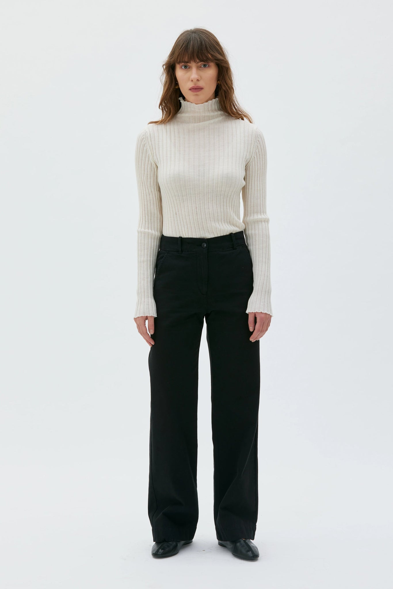 Nancy Long Recycled Cotton Twill Trouser - Black