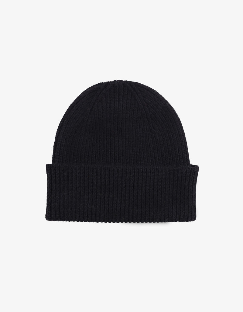 MERINO WOOL BEANIE - deep black