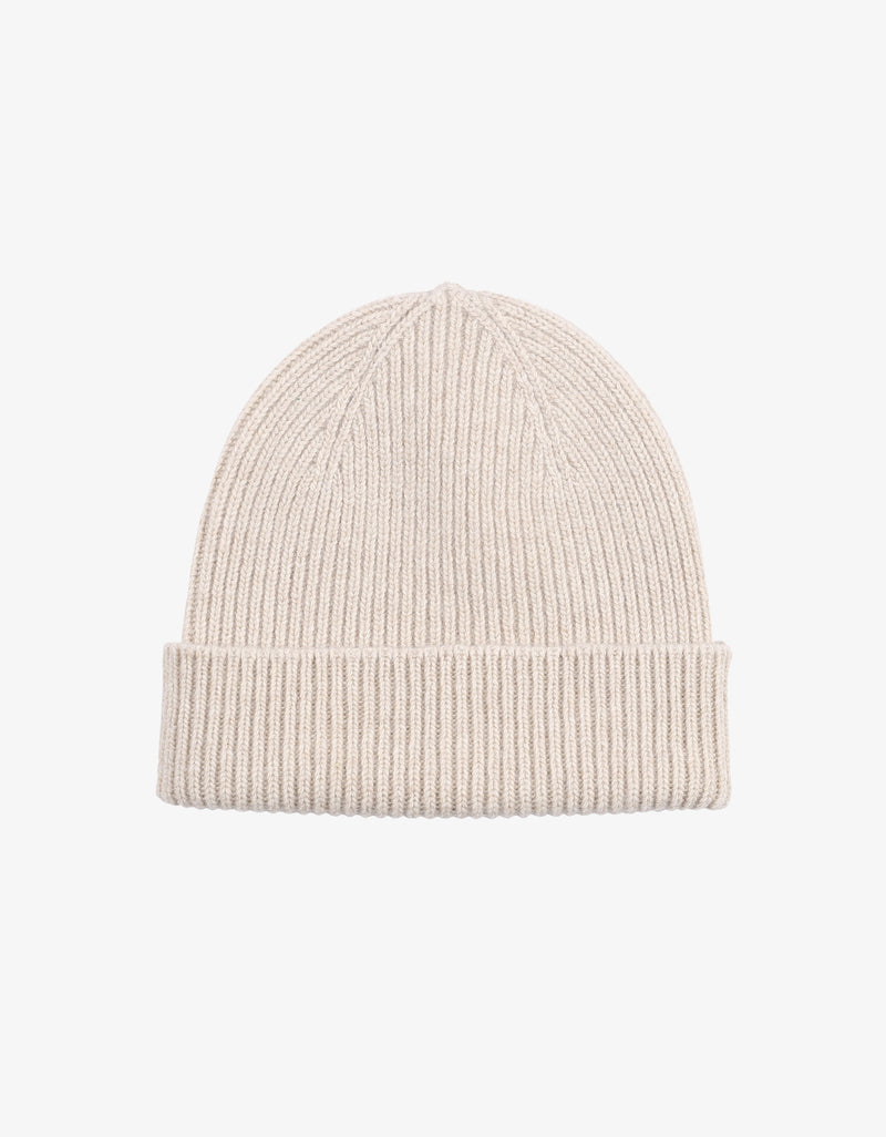 MERINO WOOL BEANIE - ivory white