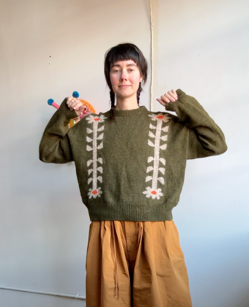 Flower Power Sweater - Moss