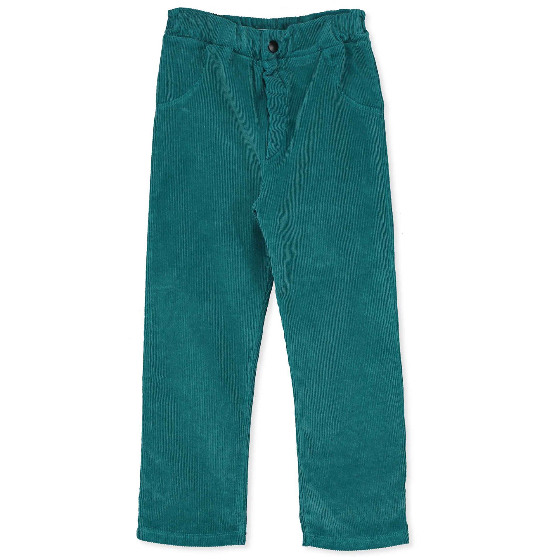 FOREST GREEN CORDUROY STRAIGHT PANTS