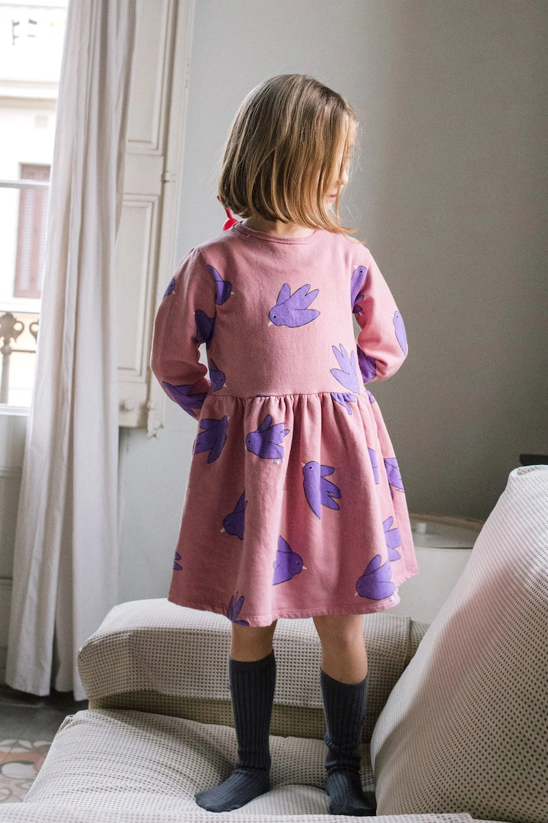 Flowing Birds Rose Sweat Dress