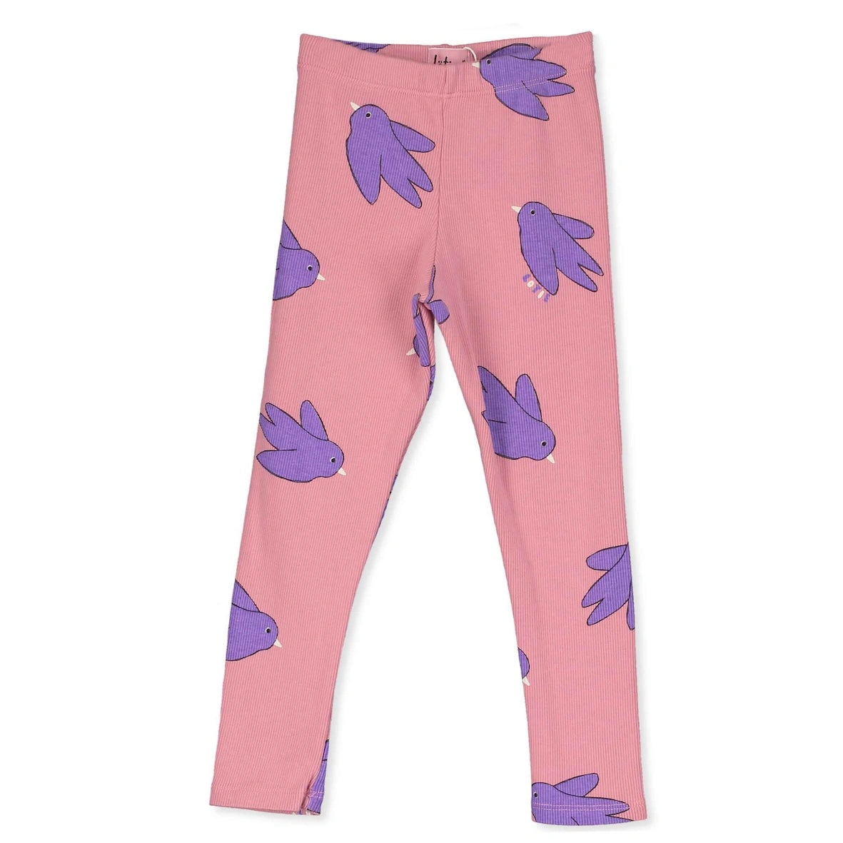 Flowing Birds Rib Leggings Rose