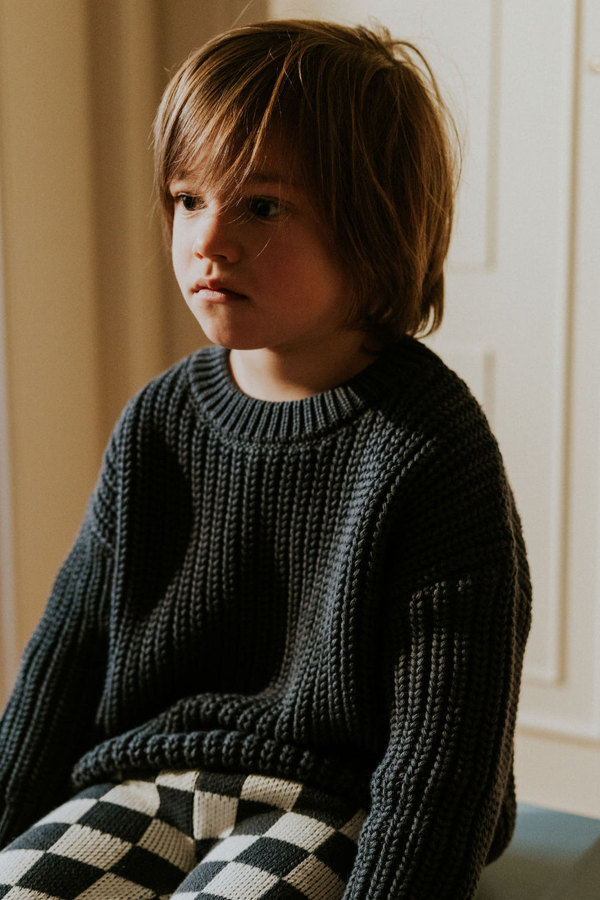 Chunky Knitted Sweater - Charcoal