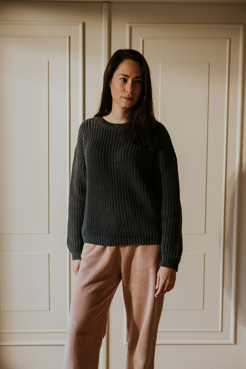 Chunky Knitted WOMEN'S Sweater - CHARCOAL