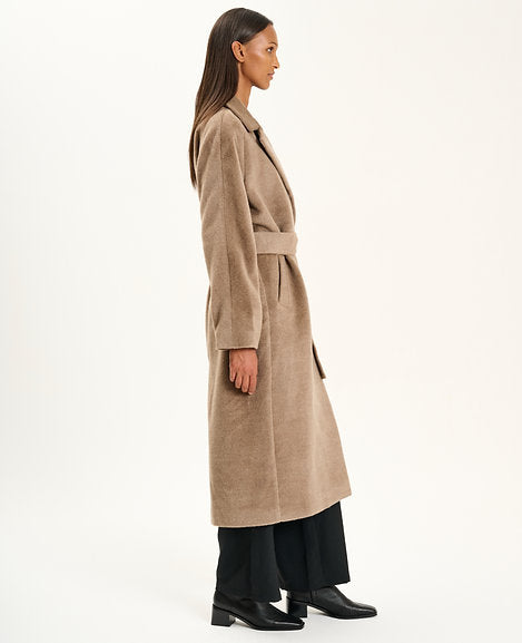 Wool Belted Coat - beige