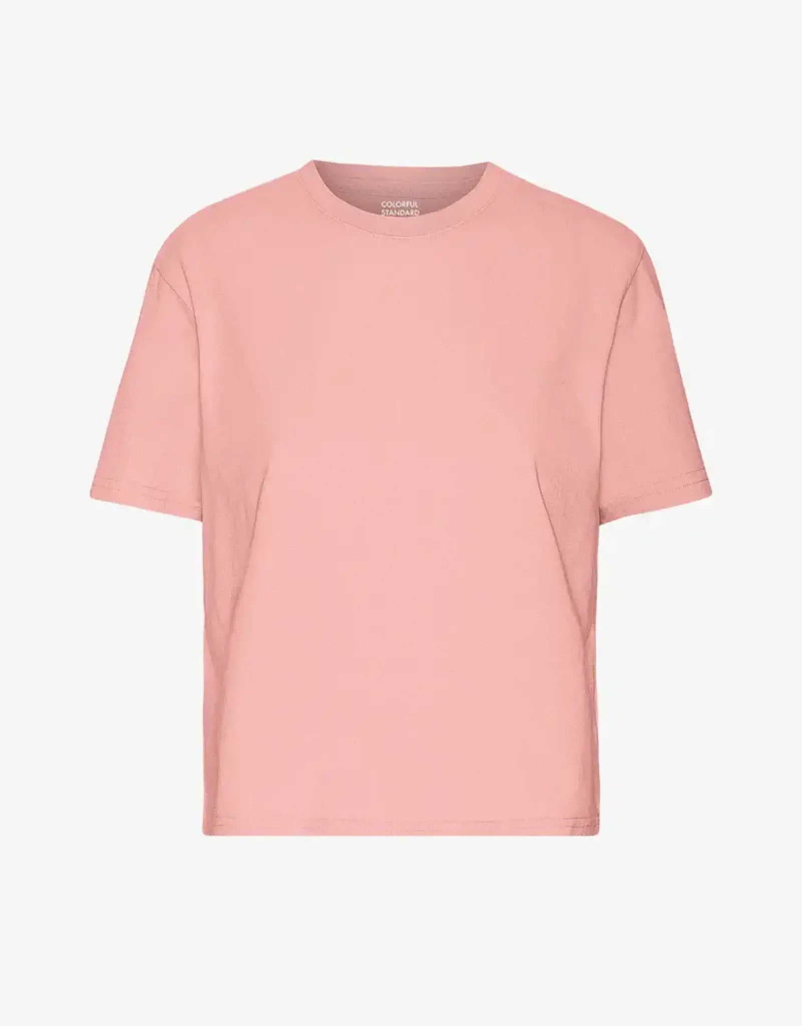 Organic Boxy Crop Tee - Bright Coral