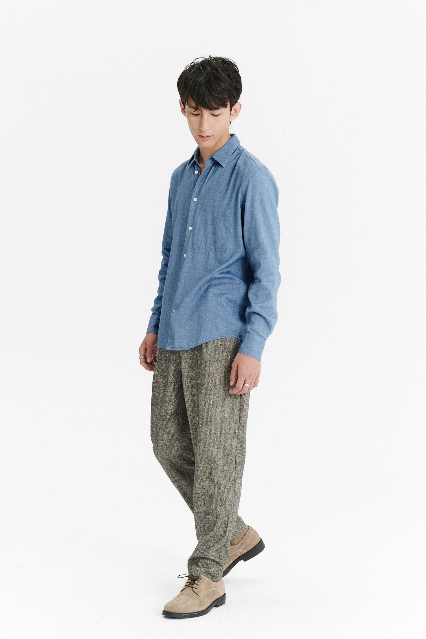FEEL GOOD SHIRT IN A UTTERLY SOFT AND SILKY ITALIAN LYOCELL AND COTTON FLANNEL BY ALBINI-blue