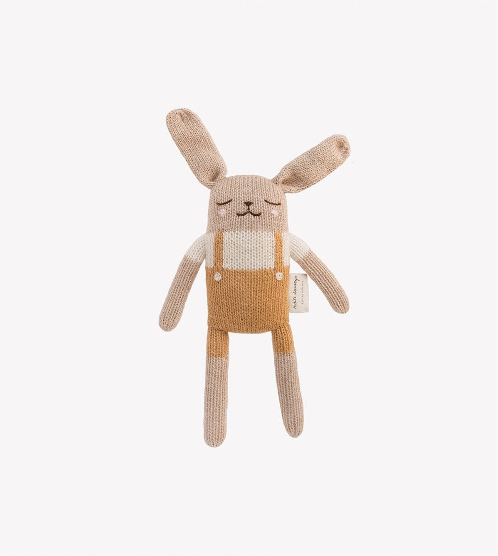 Bunny Knit Toy | Mustard Overalls