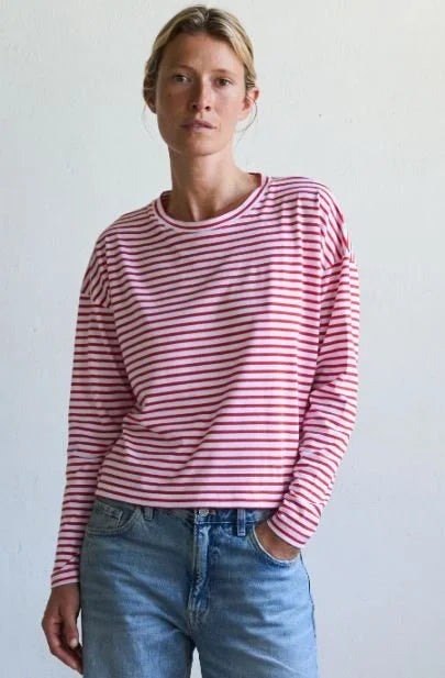 Luana Longsleeve Top - Red/White