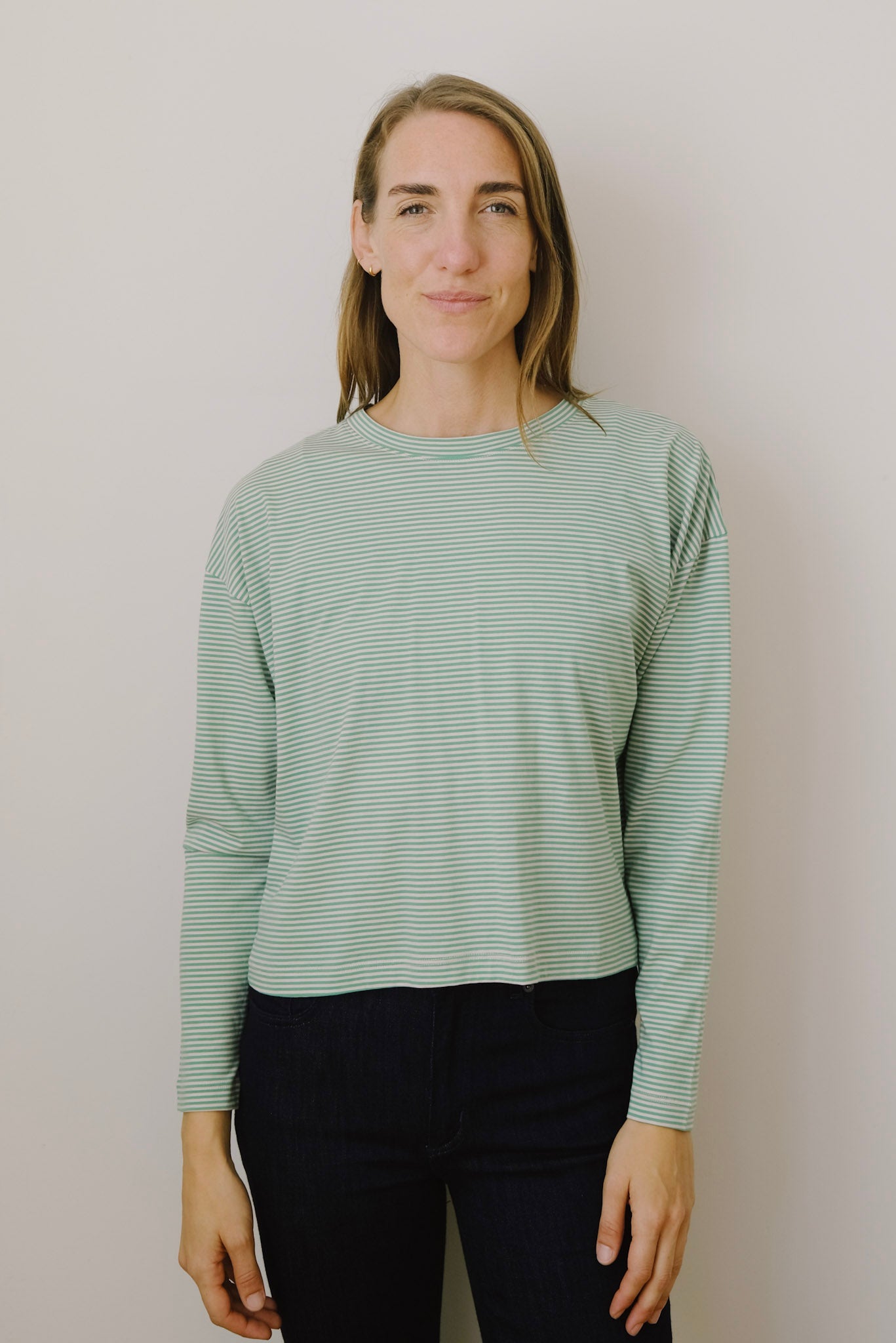 Luana Longsleeve Top - Green/Light Rose