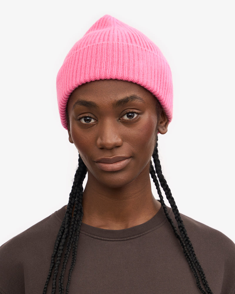 Merino Wool Beanie - Bubblegum Pink