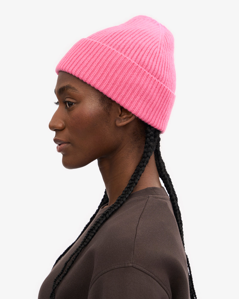 Merino Wool Beanie - Bubblegum Pink