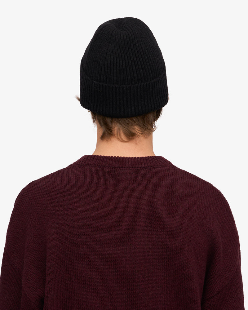 Merino Wool Beanie - Deep Black