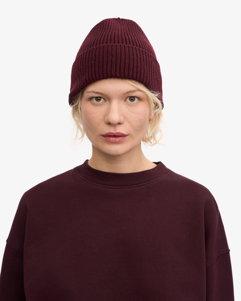 Merino Wool Beanie - Oxblood Red