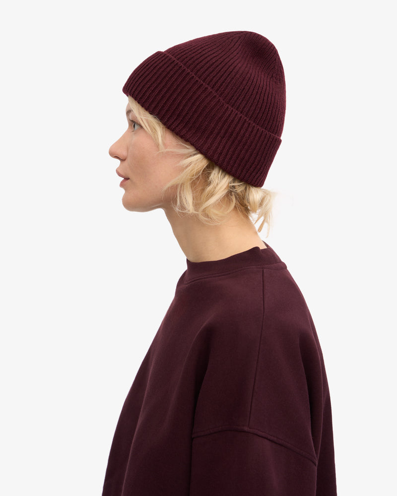 Merino Wool Beanie - Oxblood Red