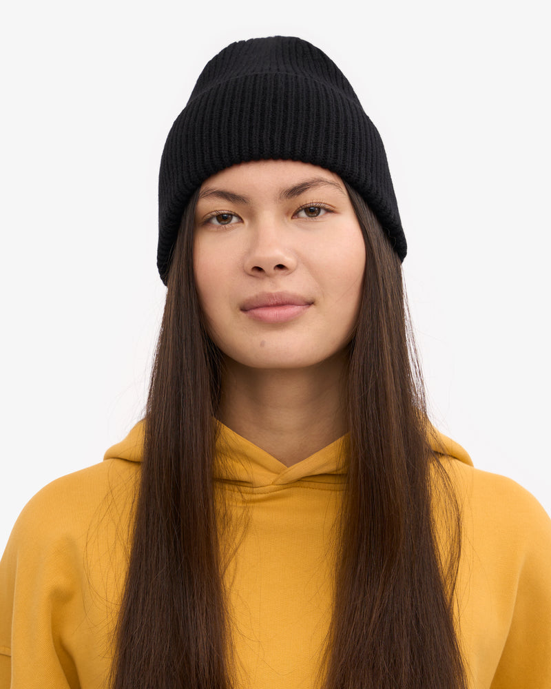 Merino Wool Beanie - Deep Black