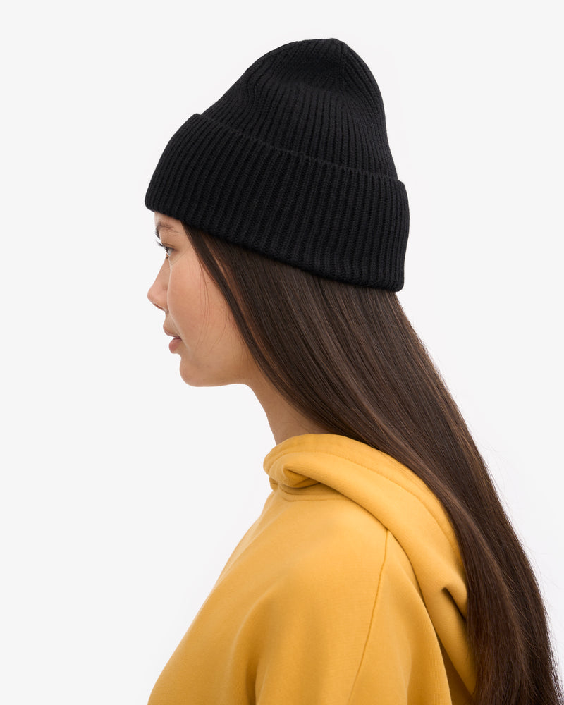 Merino Wool Beanie - Deep Black