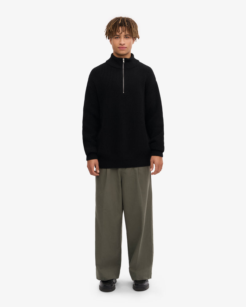 Merino Quarter Zip - Deep Black