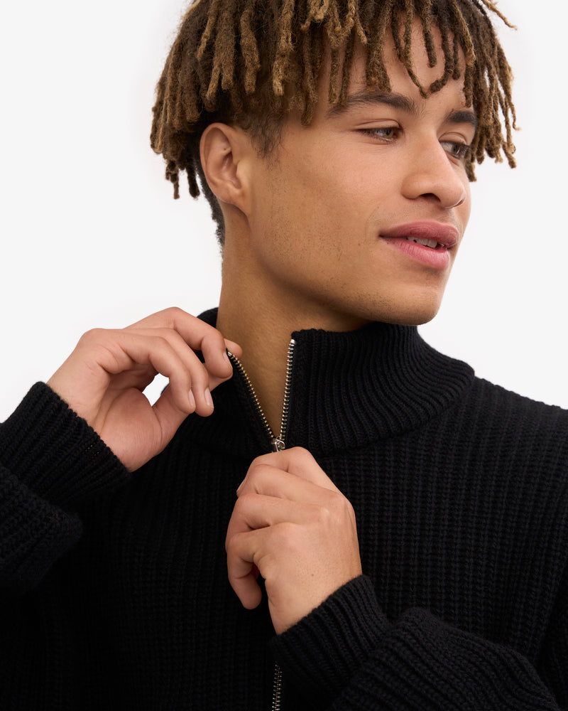 Merino Quarter Zip - Deep Black