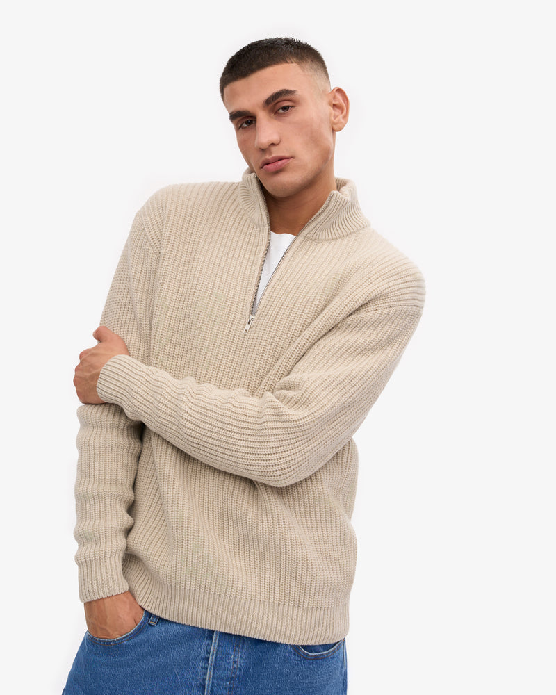 Merino Quarter Zip - Ivory White