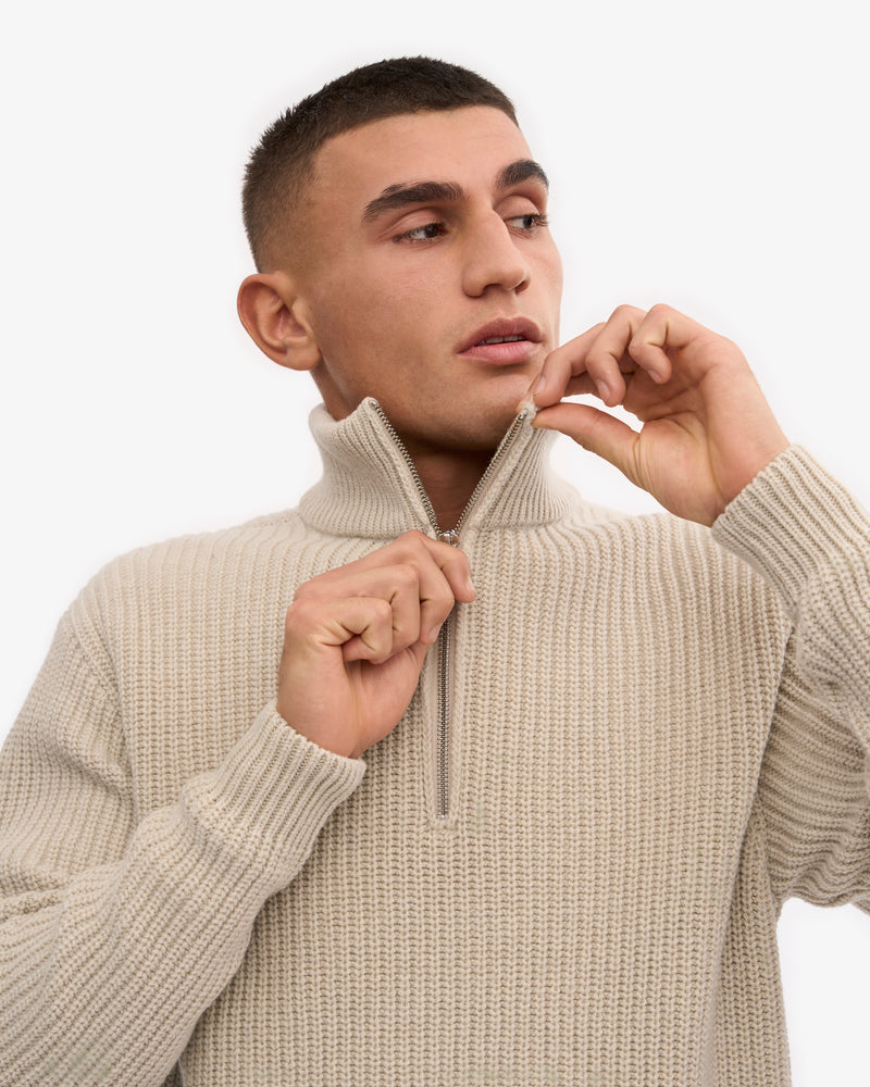 Merino Quarter Zip - Ivory White